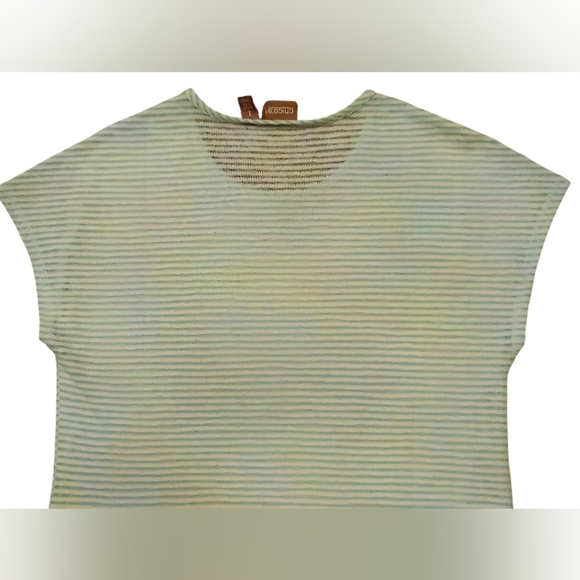 Chico's -NWT Shadow Striped Sleeveless Tunic Top, Lined Inside Front, White/Aqua - Picture 13 of 14